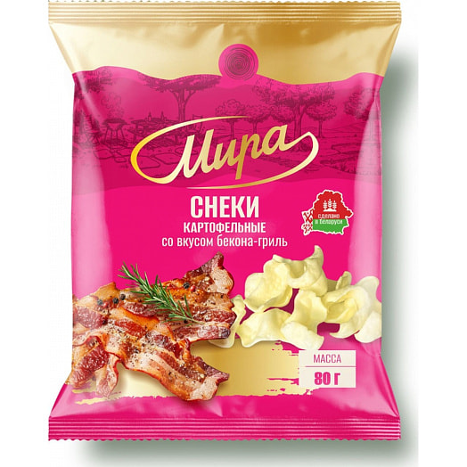 Снеки картофельные Мира Бекон-гриль 80г ОАО Машпищепрод Беларусь