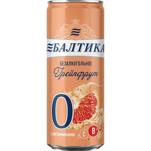 Напиток пивной б/алк Балтика N0 Грейпфрут нефильтров 330мл ж/б Россия