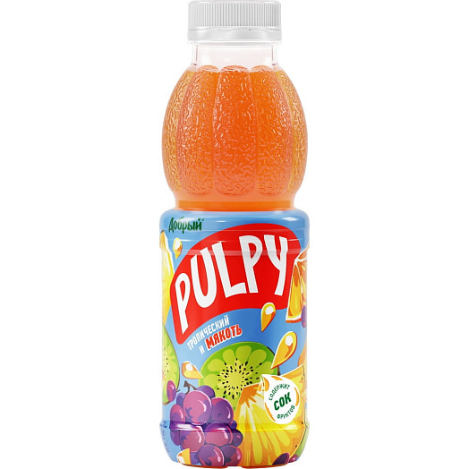 Сокосодержащий напиток Добрый Pulpy 450мл ПЭТ тропический из смеси фруктов Coca-Cola Россия Добрый