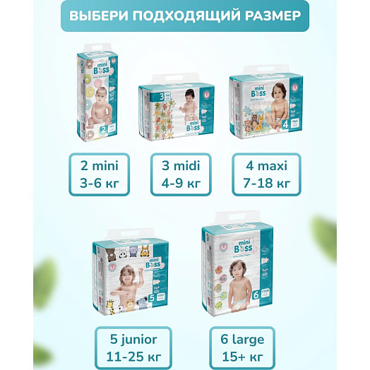 Детские подгузники Mini Boss 3 midi 4-9кг 36шт Азербайджан