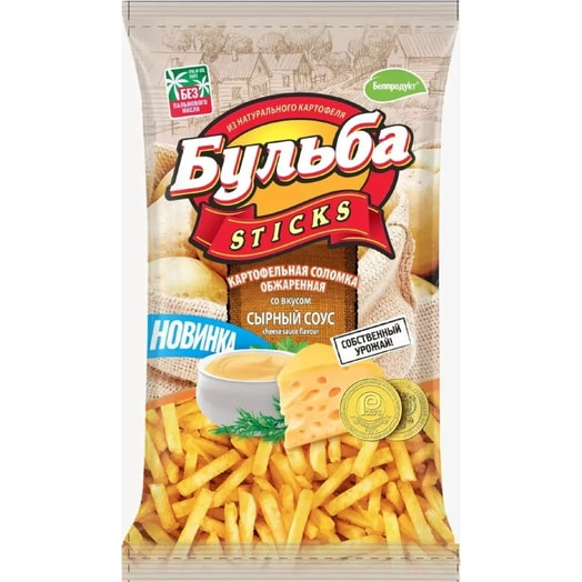 Соломка из картофеля Бульба sticks Сырный соус 75г ООО Белпродукт Беларусь