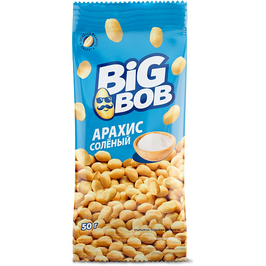 Арахис Big Bob отборный жареный соленый 50г Суперфуд ТОО Казахстан Snack Distribution