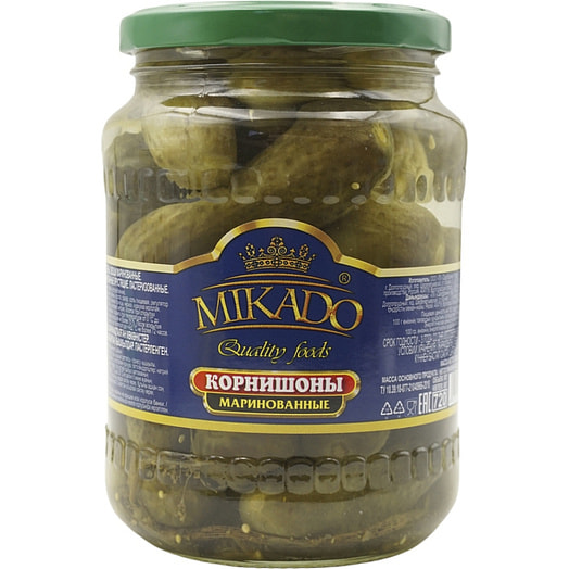 Корнишоны Микадо 720мл ст/б маринованные Россия