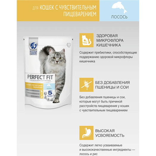 Корм сух.PERFECT FIT 650г с лососем Марс Россия PERFECT FIT