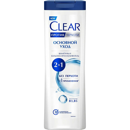 Шампунь 380мл основной уход 2в1 Unilever Россия CLEAR