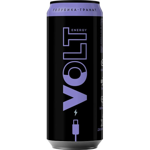 Энергетический напиток б/алк VOLT ENERGY Голубика, гранат 450мл ж/б АО АБ ИнБев Эфес Россия Эфес