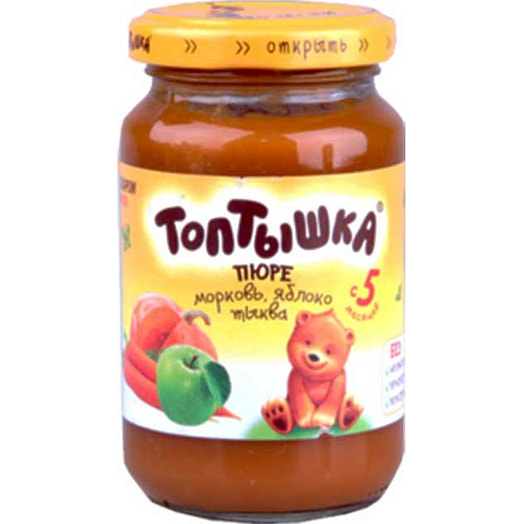 Пюре Топтышка из моркови, яблок, тыквы 190мл ст/б для дет/пит. с 6 месяцев Беларусь