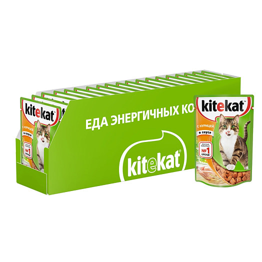 Влажный корм Kitekat д/кошек курица в соусе 85г Россия