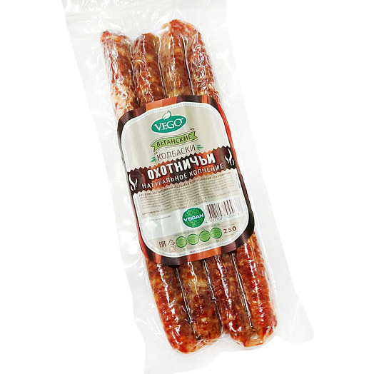 Продукт раст Колбаски п/к Охотничьи Vego 250г ООО Вего Россия Vego