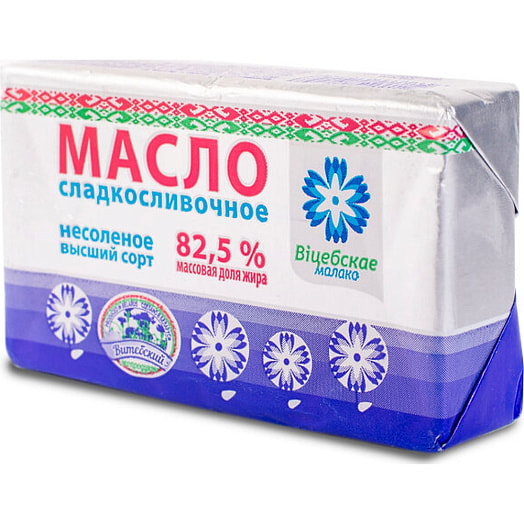 Масло сладкосливочное несоленое в/с 82.5% 180г ОАО Полоцкий МК Беларусь