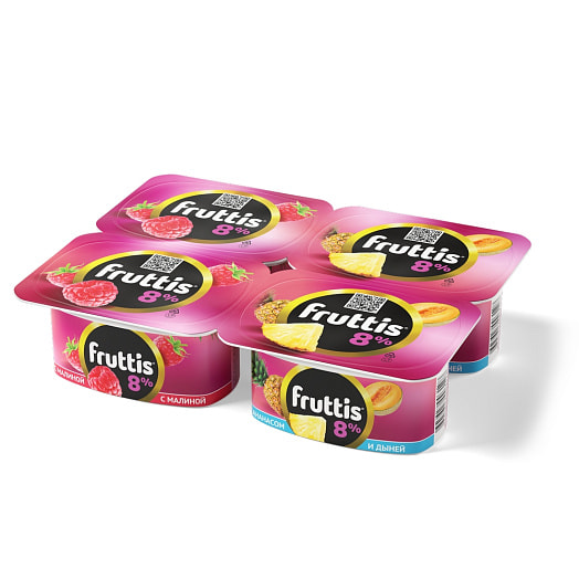 Продукт йогуртный Fruttis экстра 8% 115г малина,ананас,дыня Россия