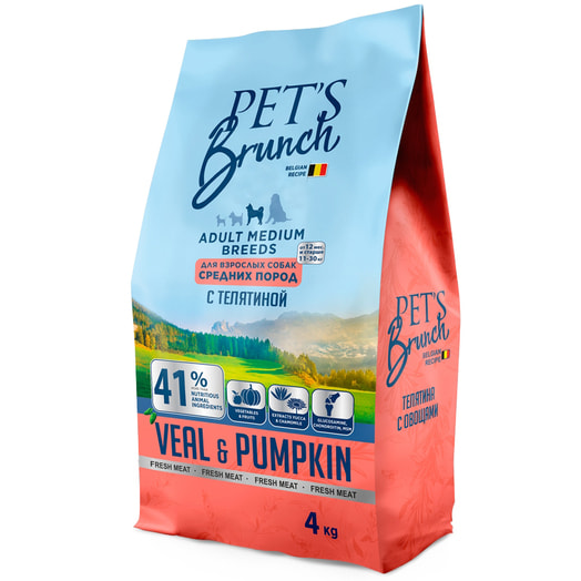 Корм сухой для взр собак Pets Brunch с телятиной 4кг ООО Пэтс Фуд Беларусь Pets Brunch