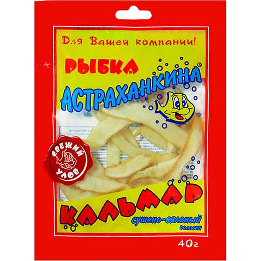 Кальмар сушено-вяленый 40г пл. полоски LONGKOU SANMING AQUATIC Китай Астраханкина рыбка