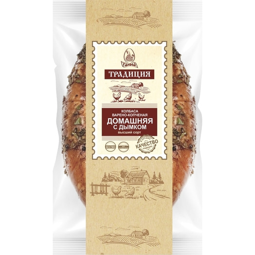 Колбаса Домашняя с дымком в/к в/с из мяса ц/бройлера Витебс п/ф Беларусь Ганна