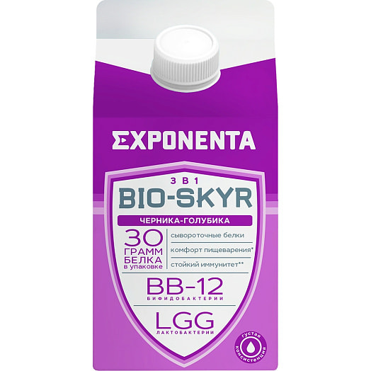 Напиток к/м обезж EXPONENTA БИО-СКИР 3в1 Черника, голубика 500мл ИООО Горецкий ПК Беларусь EXPONENTA