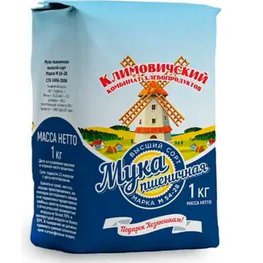 Мука пшеничная М54-28 в/с 1кг Климовичский КХП Беларусь
