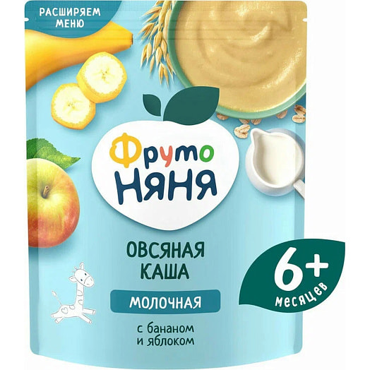 Каша молочная ФрутоНяня 90г овсяная, банан, яблоко Россия Фрутоняня
