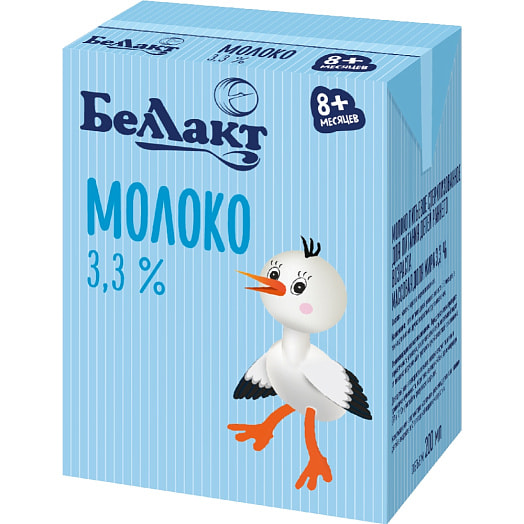 Молоко питьевое стерилиз для пит/детей 3,3% 200г ТБА ОАО Беллакт Волковыс Беларусь Беллакт