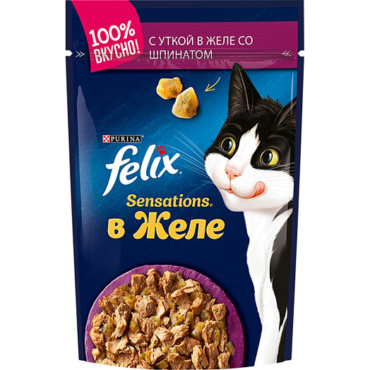 Корм Felix Sensations 75г пауч в желе утка шпинат ООО Нестле Россия Россия Purina