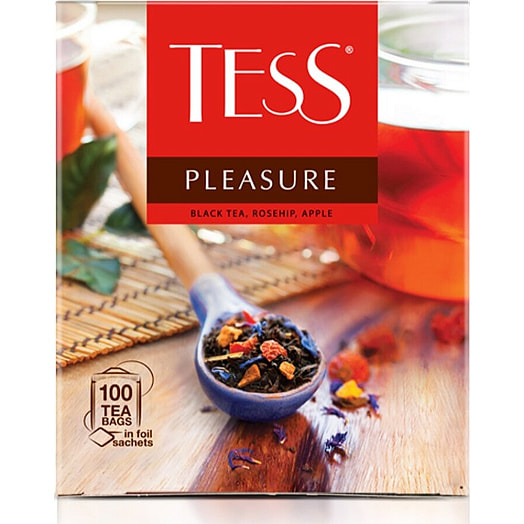 Чай Tess Pleasure 150г черный шиповник, яблоко (100*1,5гр) Орими Россия