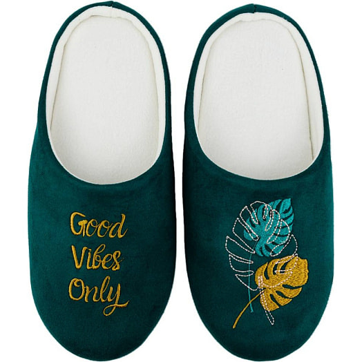 Туфли домашние женские Home Line 35-36 Good vibes only (592) Изумруд арт.05Т-538 ООО Фабрика Чобот Беларусь