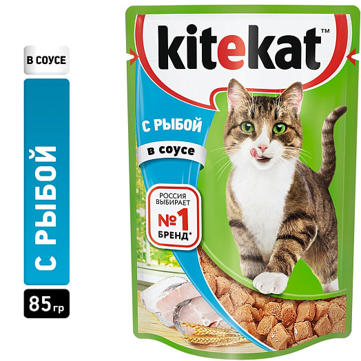 Влажный корм Kitekat д/кошек рыба в соусе 85г Россия