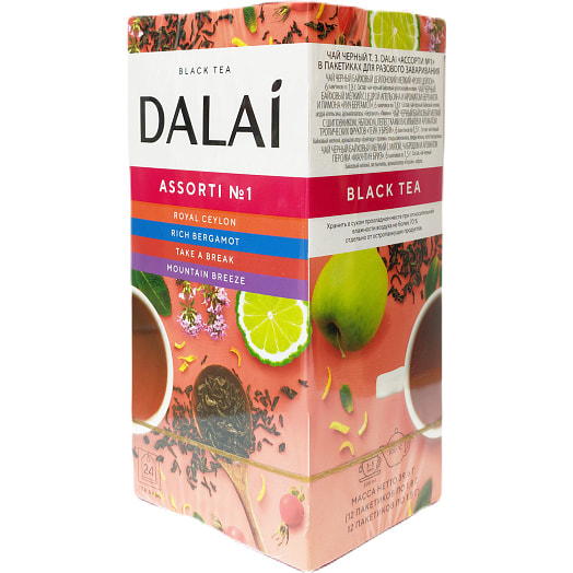 Чай Dalai Ассорти Черный ароматизированный мелкий 39г (24пак) ООО Мал Ком Россия DALAI