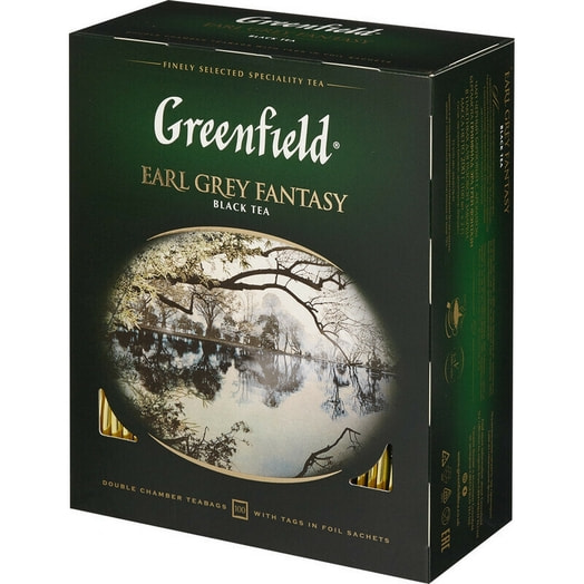 Чай черный Greenfield Earl Grey Fantasy 200г с ароматом бергамота (100пак*2гр) орими Россия Greenfield
