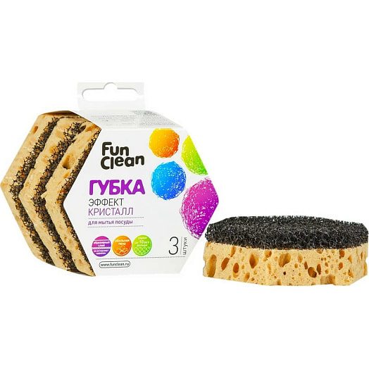 Губка для посуды Fun Clean Эффект Кристалл 3шт Россия