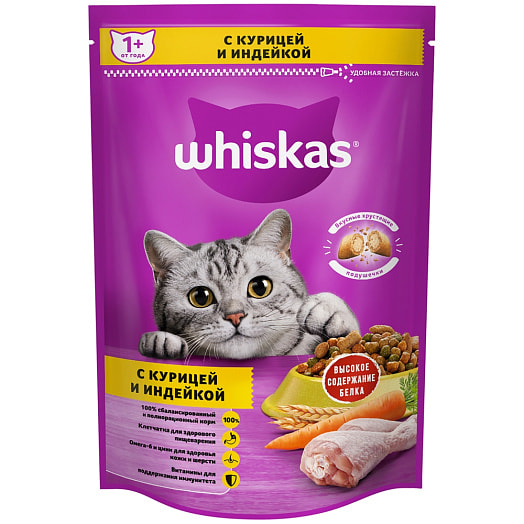 Корм для кошек Whiskas 350г подушечки паштет курица, индейка Mars Россия Mars