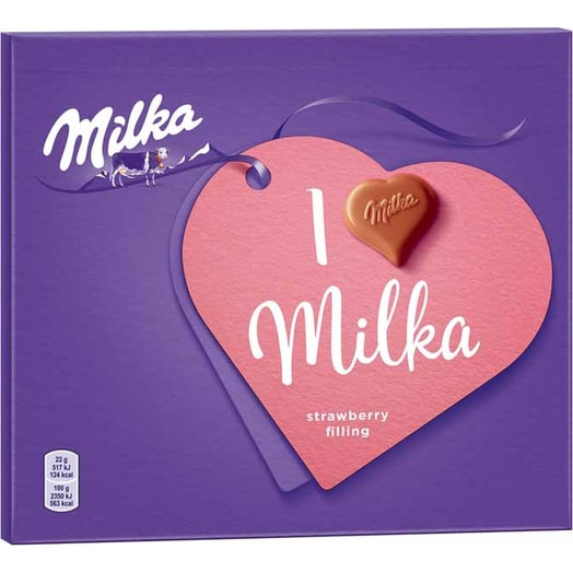 Конфеты Милка 110г клубничная начинка ЧАО Монделис Болгария Милка