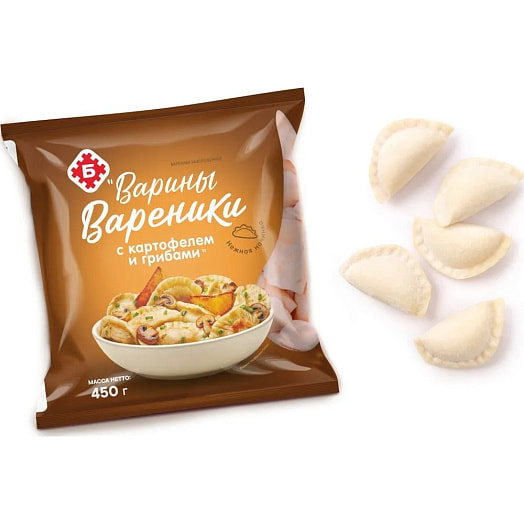 Вареники Варины с картофелем и грибами зам 450г ОАО Брестский МК Беларусь