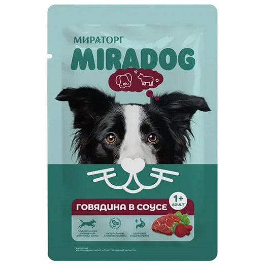 Корм Miradog с говядиной для взрослых собак всех пород 75г ЗАО СК Короча Россия Мираторг