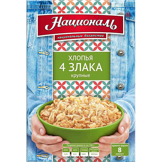 Хлопья Русский завтрак 4 злака 400г крупные Россия