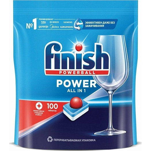 Средство бесфосфатное Finish Power для мытья посуды в ПММ (100 табл) Reckitt Benckiser Польша FINISH