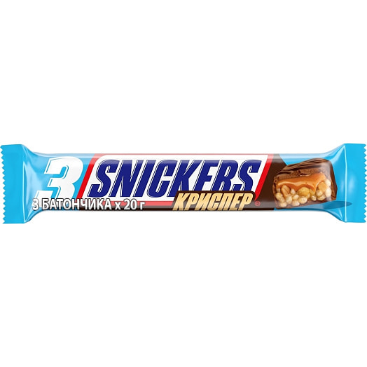 Батончик Snickers Crisp 60г шоколадный Марс Россия Snickers