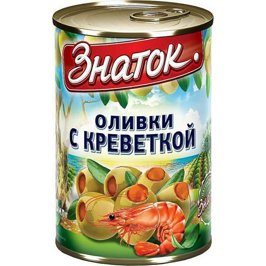 Оливки с креветкой Знаток 280г ж/б Испания