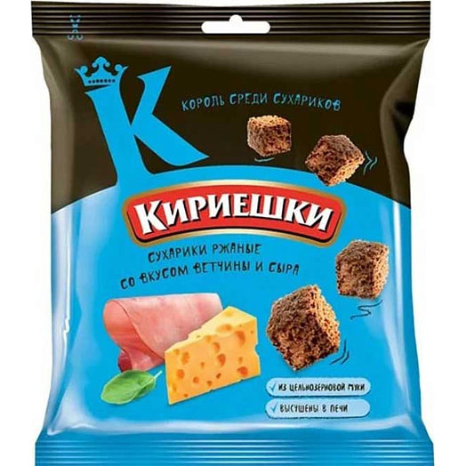 Сухарики ржаные Кириешки Ветчина, сыр 40г ООО КДВ Воронеж Россия Кириешки