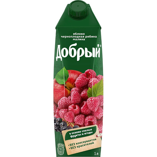 Нектар Добрый из яблок,чернопл рябины и малины 1л Coca-Cola Беларусь Добрый