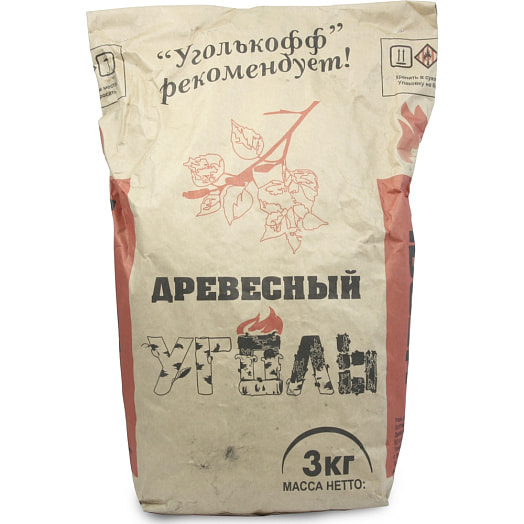 Уголь древесный марка А, сорт 1 (мешок) 3кг Беларусь