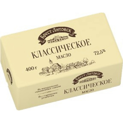 Масло сладкосливочное несоленое Брест-Литовск 72.5% 400г Савушкин продукт Беларусь Брест-Литовск