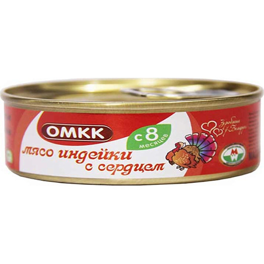 Консервы Мясо индейки с сердцем 100г для детск.пит. Оршанский м/к Беларусь