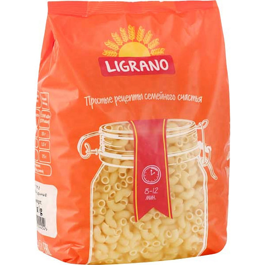 Макаронные изделия Ligrano Рожки обыкновенные гр.Б,сорт крупка 900г Беларусь