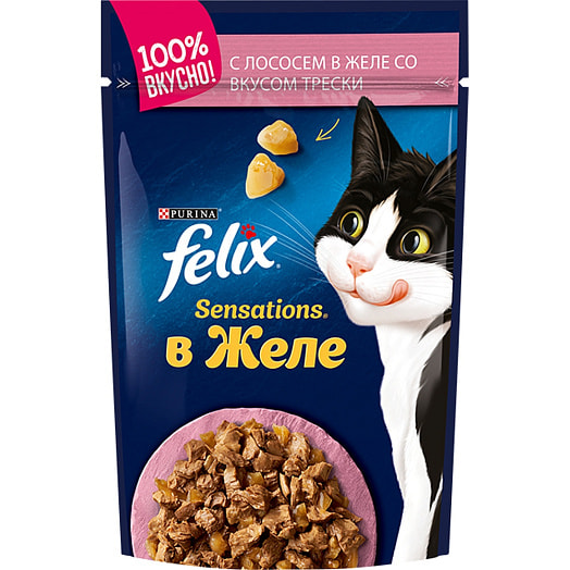 Корм Felix Sensations 75г пауч в желе лосось треска ООО Нестле Россия Россия Purina