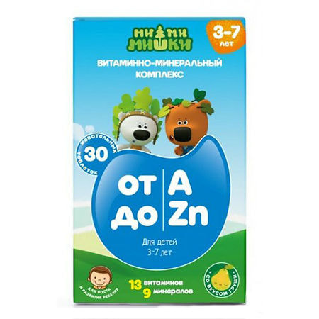 Витаминно-минеральный комплекс от A до Zn Ми-Ми-Мишки 30табл*860мг ООО ВТФ Россия