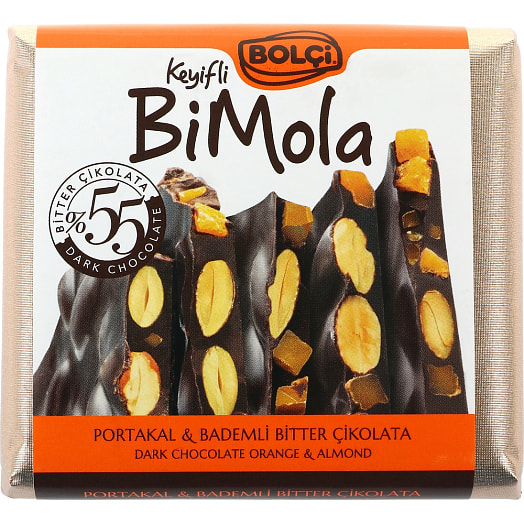 Темный шоколад 70г с миндалем и апельсиновыми цукатами Bolci Cikolata A.S. Турция