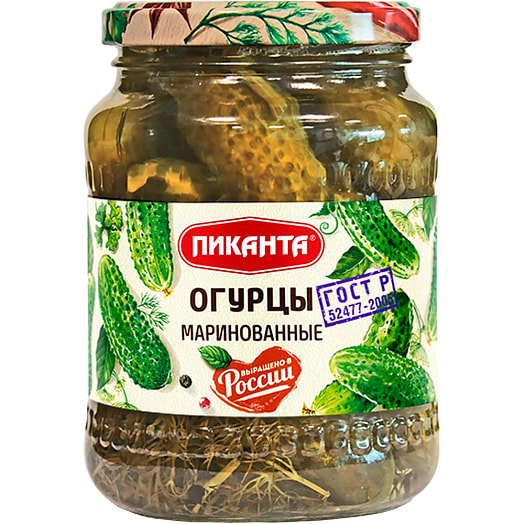 Огурцы маринованные ГОСТ Пиканта 680г ст/б ООО Вкусный продукт Россия