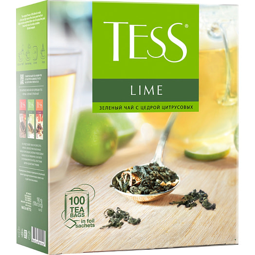Чай Tess Lime зеленый (100*1,5гр) 150г Россия