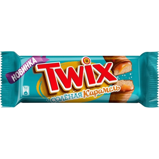Шоколадный батончик Twix Extra 82г c соленой карамелью Марс Россия Twix