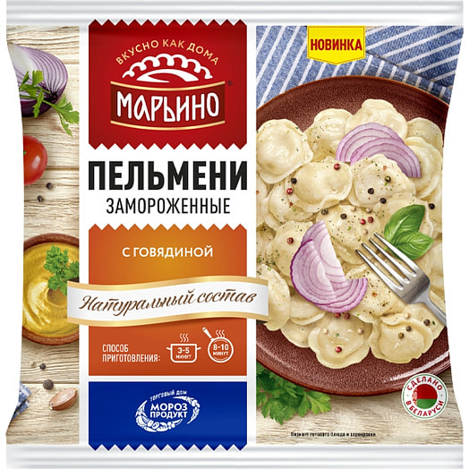 П/ф в тесте Пельмени Марьино с говядиной зам 400г Морозпродукт Беларусь МАРЬИНО